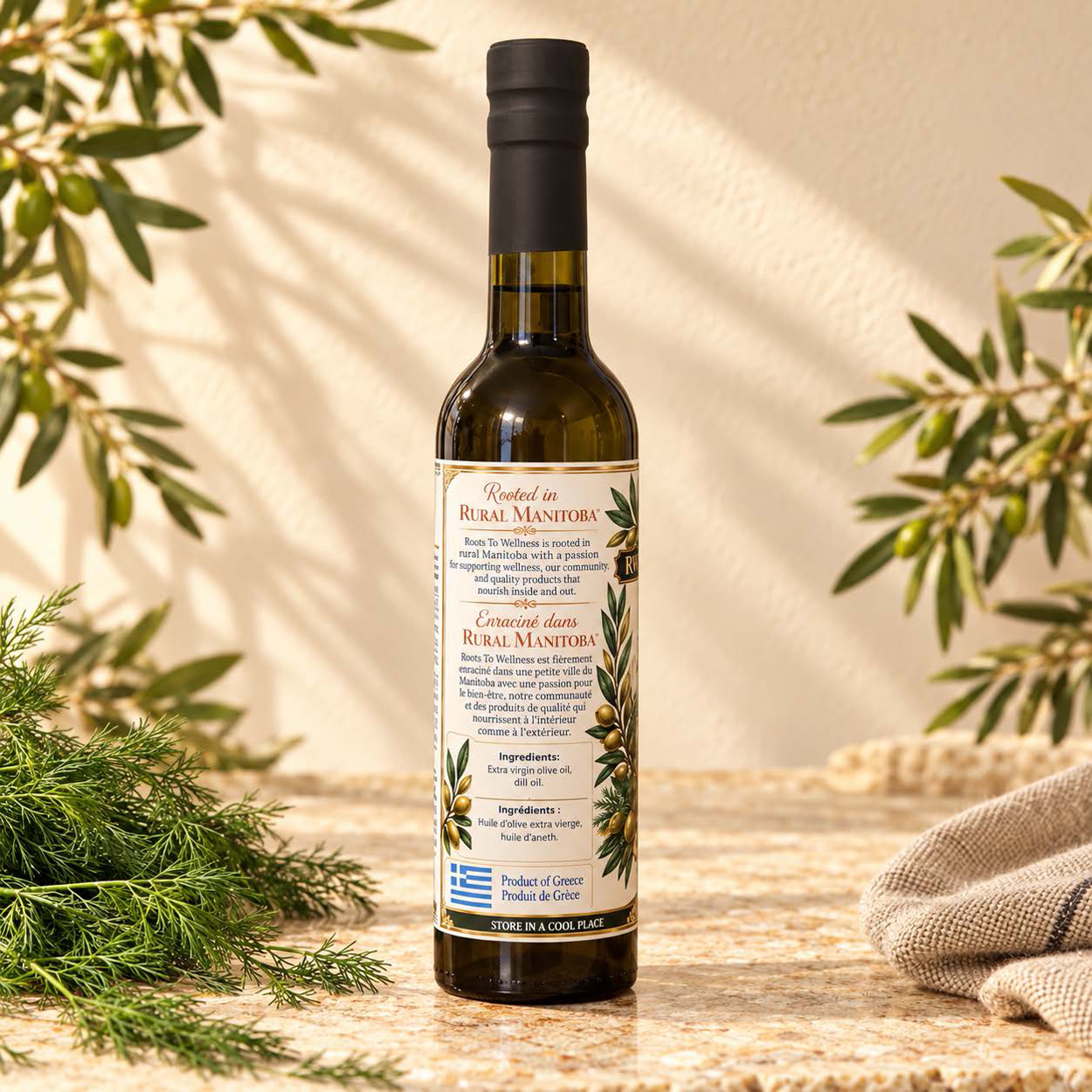 Roots to Wellness Dill Extra Virgin Olive Oil - Image 2