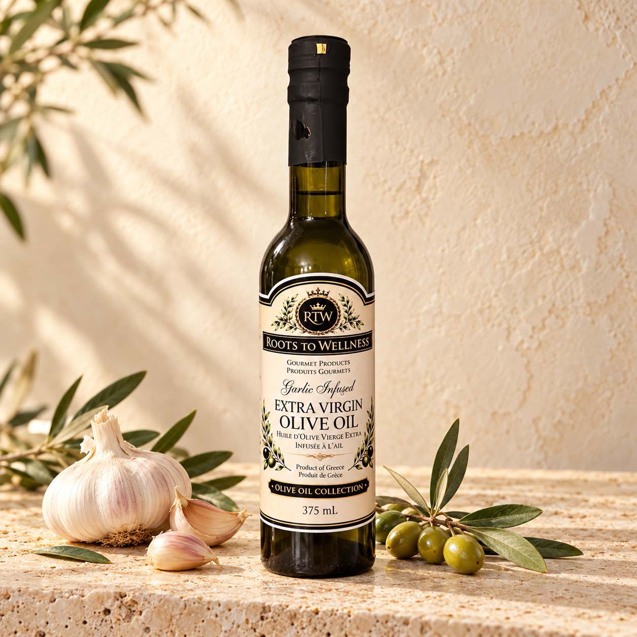 Roots to Wellness Garlic Infused Extra Virgin Olive Oil
